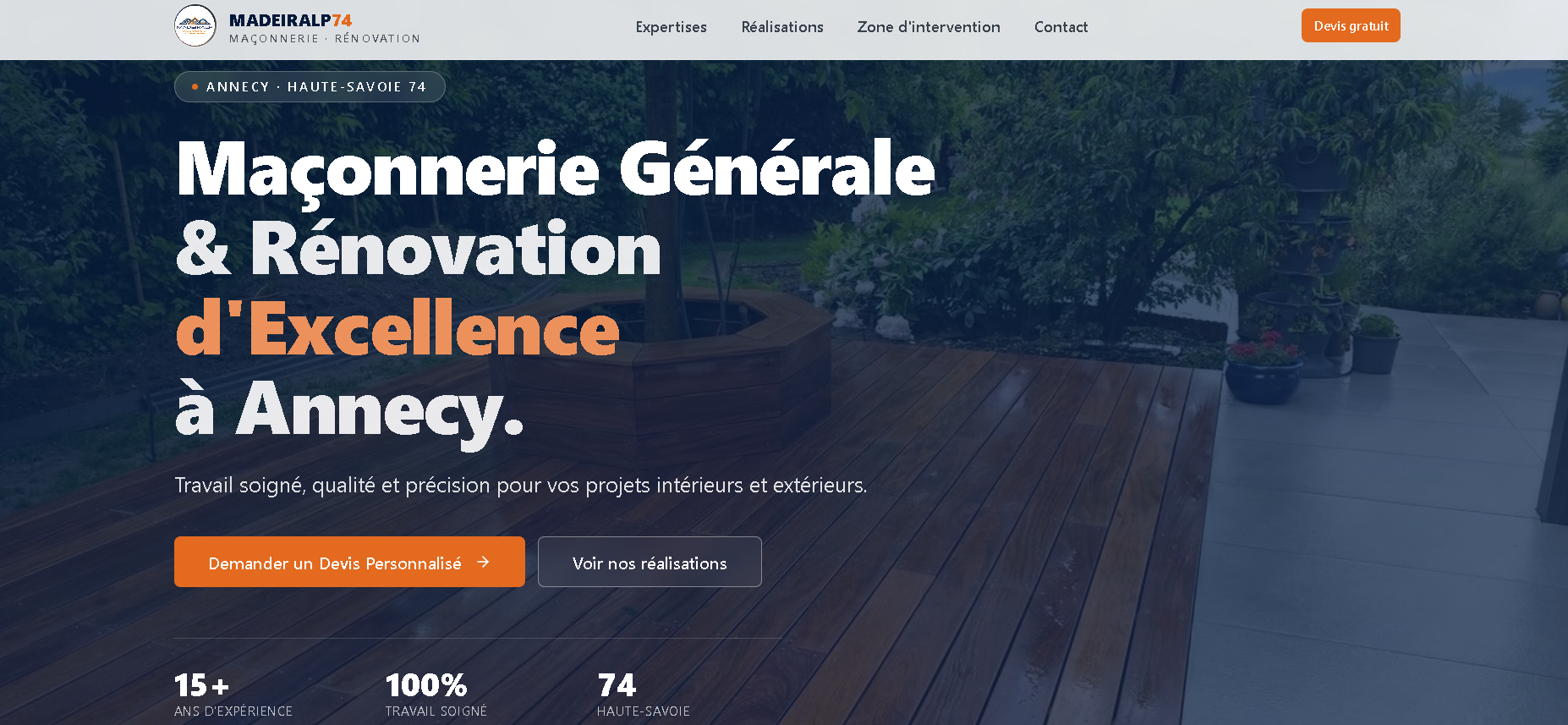 Madeiralp 74 — Site vitrine · maçonnerie & rénovation Annecy