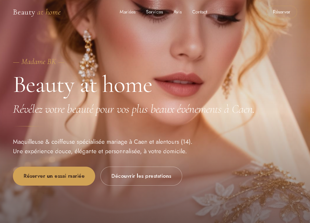 Beauty at Home — Site vitrine · maquilleuse mariage Caen