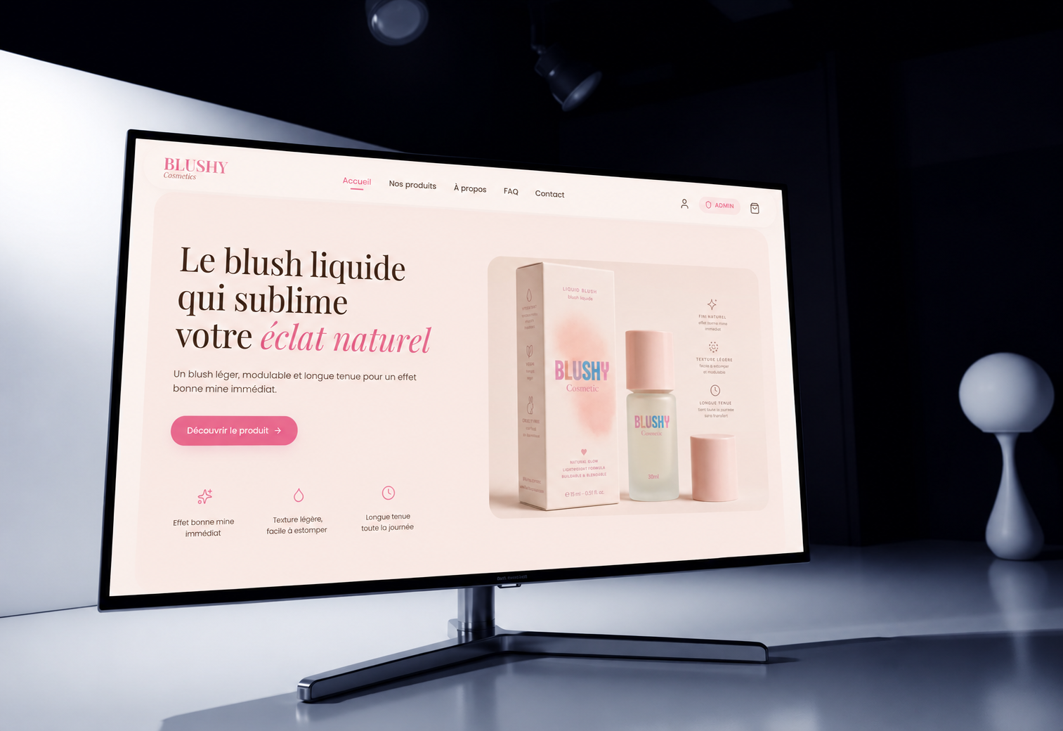 Blushy Cosmetics — E-commerce · Cosmétique · projet Krenaly