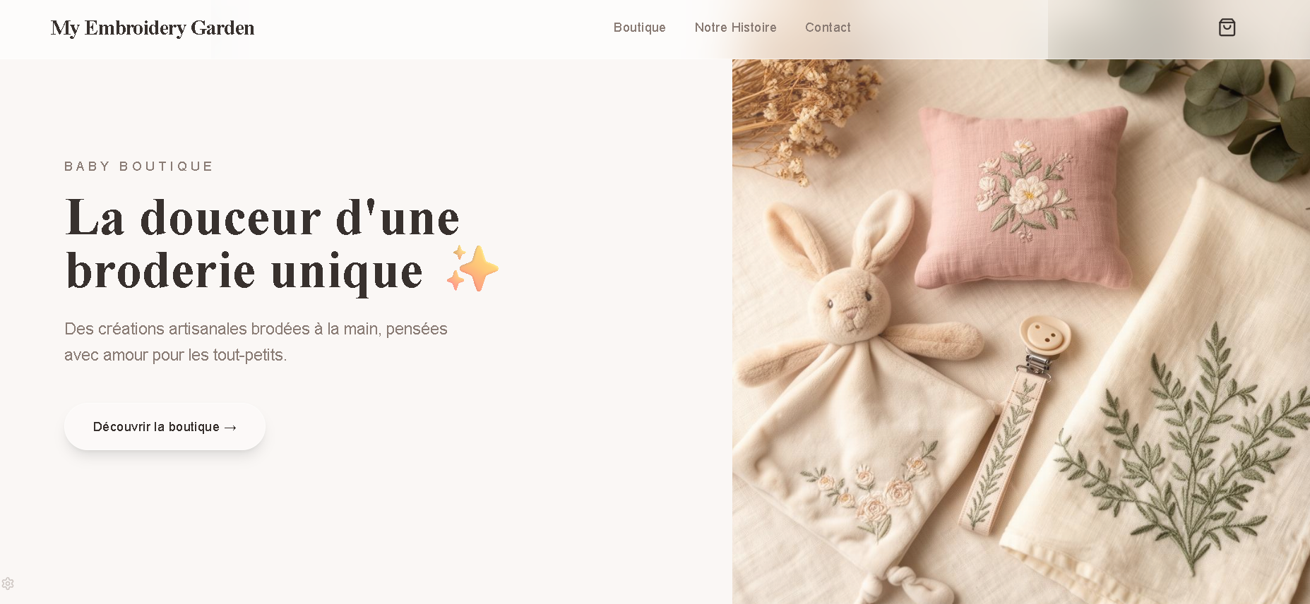 My Embroidery Garden — E-commerce · broderie artisanale baby