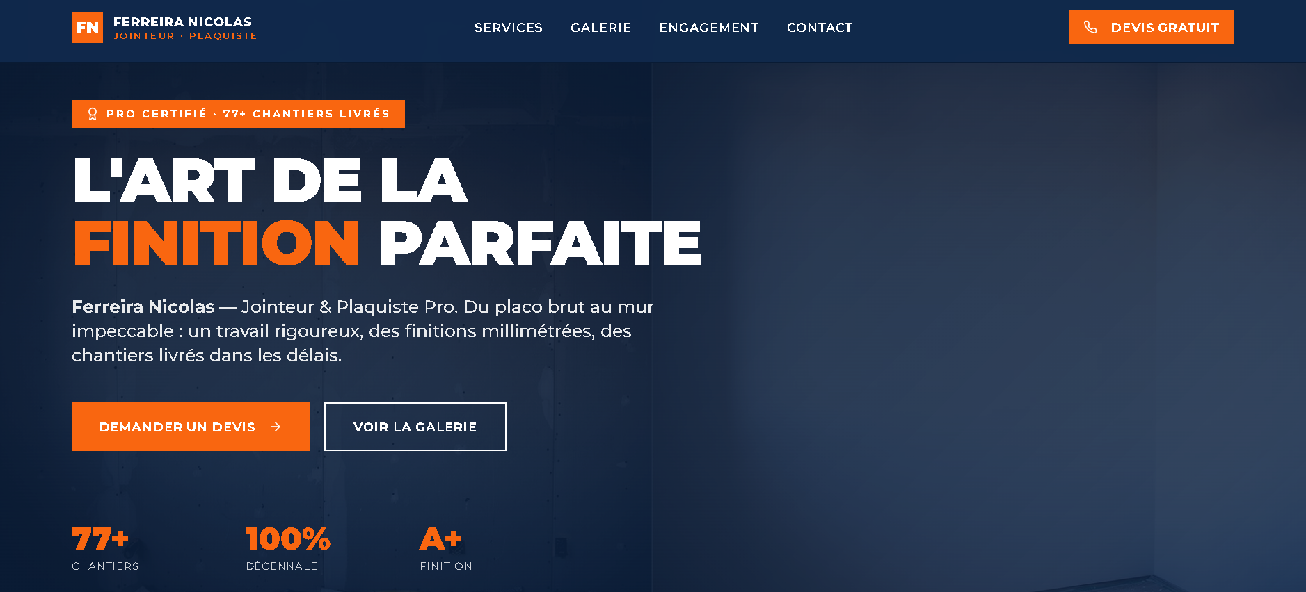 Ferreira Nicolas — Site vitrine · jointeur & plaquiste pro