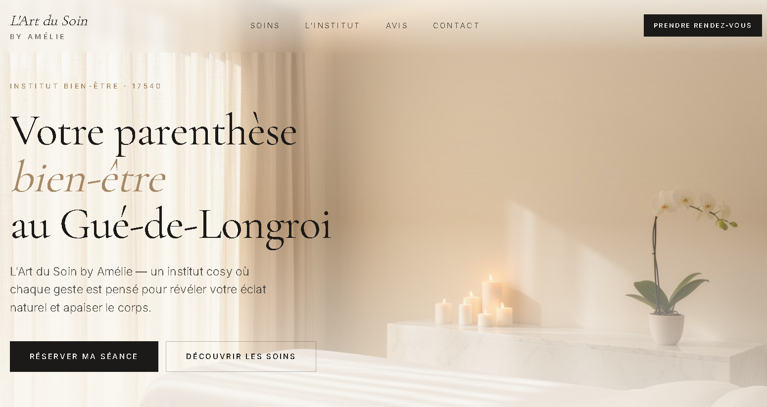 L'Art du Soin by Amélie — Site vitrine · institut bien-être
