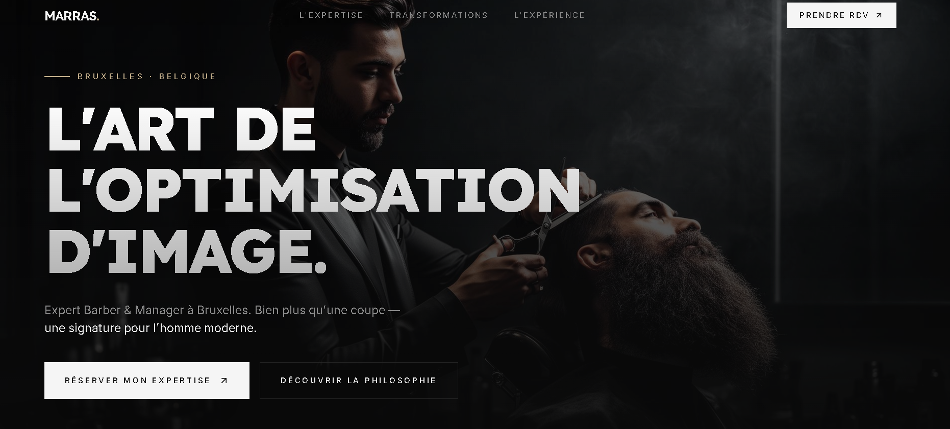Marras — Landing page · barber premium Bruxelles