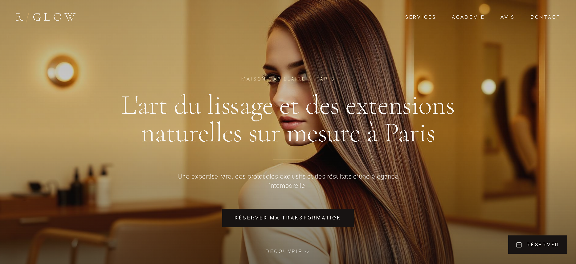 R/GLOW Paris — Site vitrine · maison de beauté & académie