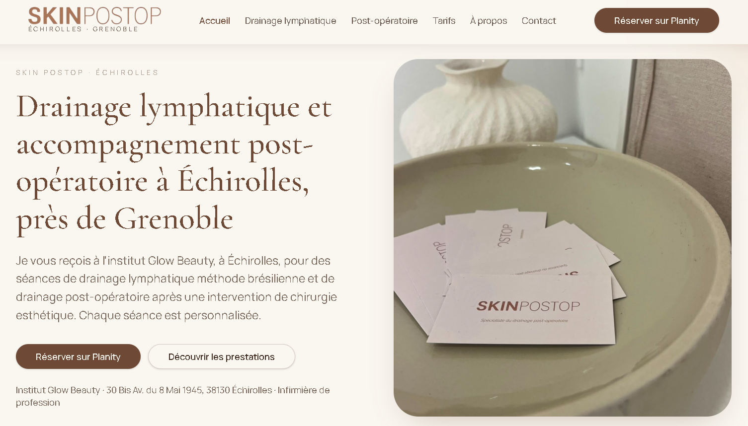 Skin Postop — Site vitrine · drainage lymphatique & post-opératoire