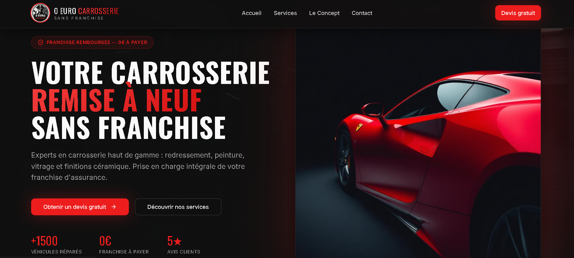 0 Euro Carrosserie — Landing page · carrosserie 0 € franchise